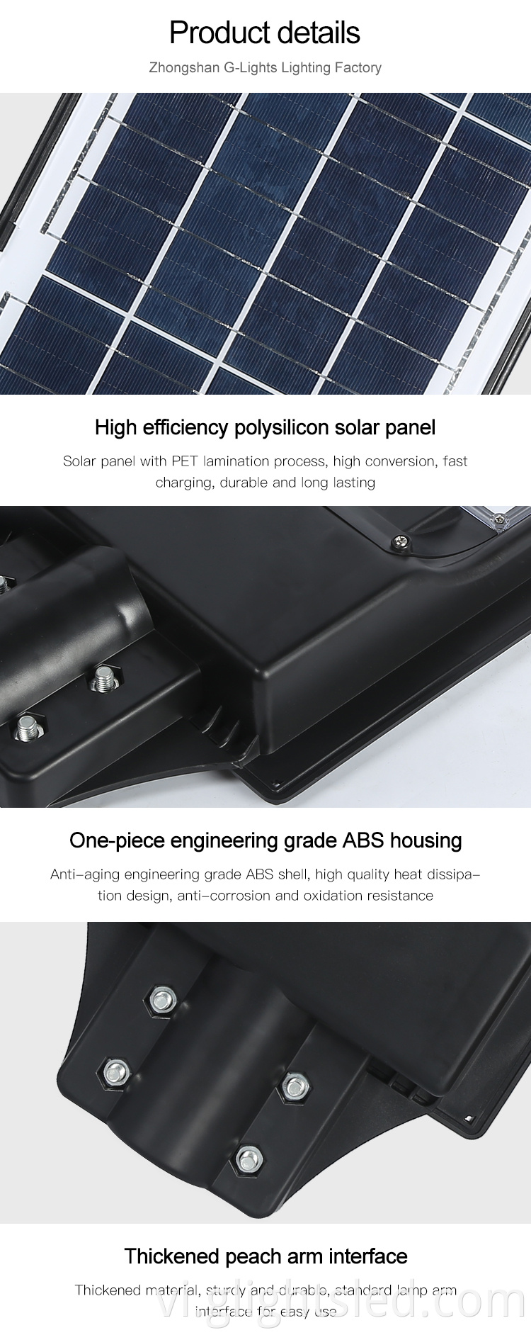 ABS ngoài trời chống thấm nước ip65 SMD 80w 120w tất cả trong một đèn đường năng lượng mặt trời tích hợp